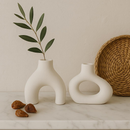 Kit Vaso Boho Minimalista Moderno Nórdico Rústico Escultura 2pçs