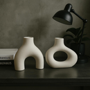Kit Vaso Boho Minimalista Moderno Nórdico Rústico Escultura 2pçs