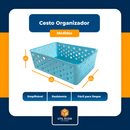 Kit 8 Cestos Organizadores Colorido Multiuso Médio Empilhável Gaveta Armário Lavanderia 19x14x6,5
