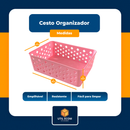 Kit 8 Cestos Organizadores Colorido Multiuso Médio Empilhável Gaveta Armário Lavanderia 19x14x6,5