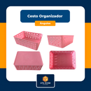 Kit 8 Cestos Organizadores Colorido Multiuso Médio Empilhável Gaveta Armário Lavanderia 19x14x6,5