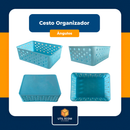Kit 8 Cestos Organizadores Colorido Multiuso Médio Empilhável Gaveta Armário Lavanderia 19x14x6,5