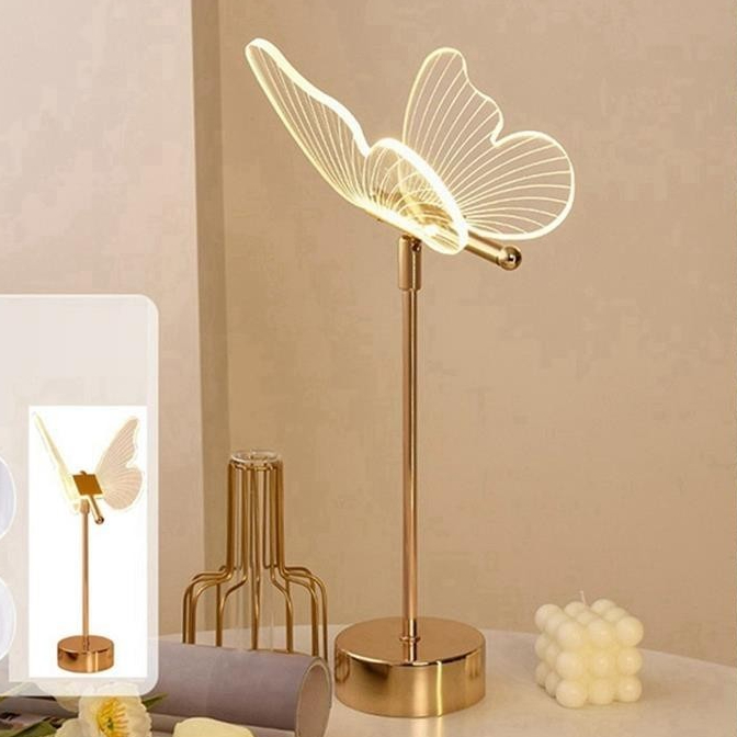 Candeeiro de mesa borboleta, luz noturna nórdica para quarto bivolt 3cors - Presente de Natal