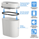 Lixeira Automática Knock 12L – Sem Toque, Sensor Infravermelho e Tampa para Cozinha, Banheiro, Escritório e Quarto