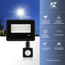 Kit1-4 Refletor com Sensor LED Holofote com Luz Fria Bivolt 100W Luminária Adequada para Iluminação