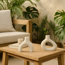Kit Vaso Boho Minimalista Moderno Nórdico Rústico Escultura 2pçs