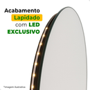 Espelho Decorativo Redondo para Escritório Sala Quarto Banheiro com Led 60cm + Suporte