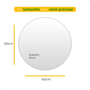 Espelho Decorativo Redondo para Escritório Sala Quarto Banheiro com Led 60cm + Suporte