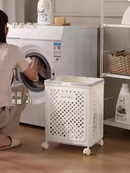 Cesto de roupa suja dobrável com rodas - Organizador multifuncional para casa