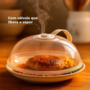 Tampa Para Forno Microondas Anti Sujeira Respingo Válvula e Alça Conserva Quente Protetor Alimento Geladeira