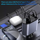Carregador de carro retrátil 4 em 1 para iPhone e Android
